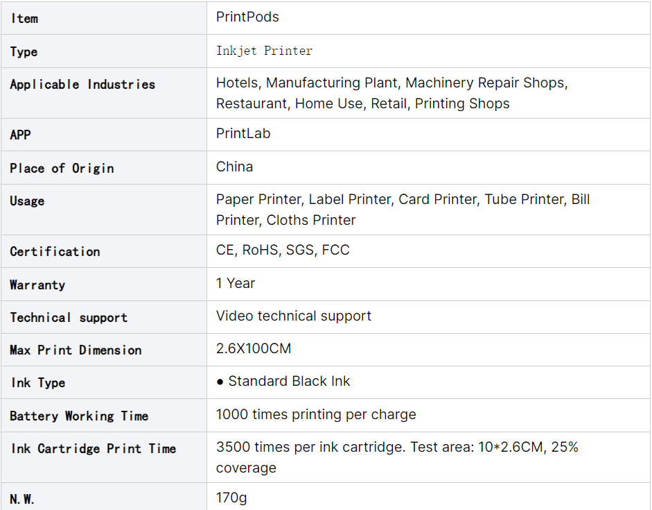 Portable Printpods Printer 3 1749002243425