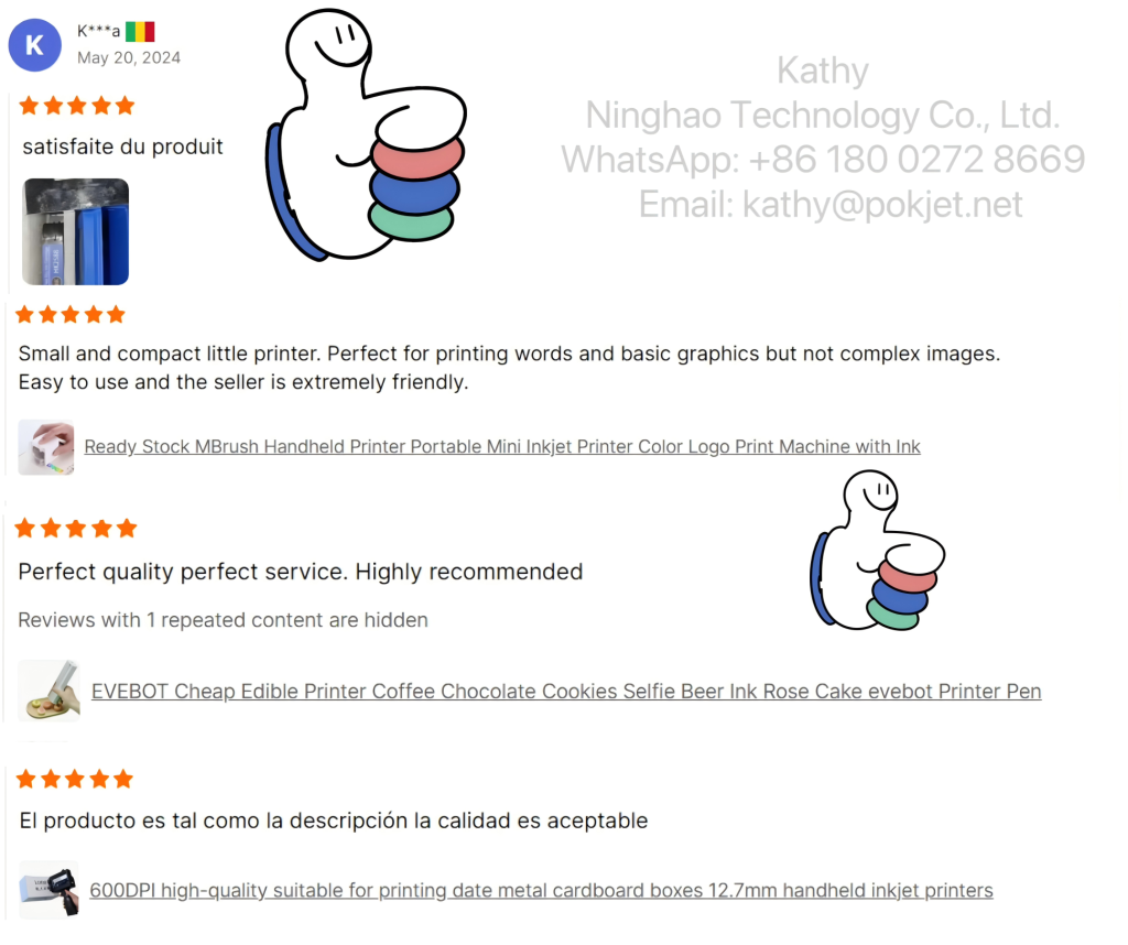 Satisfied Customer Using Handheld Inkjet Printer for Packaging – Verified Review Photo